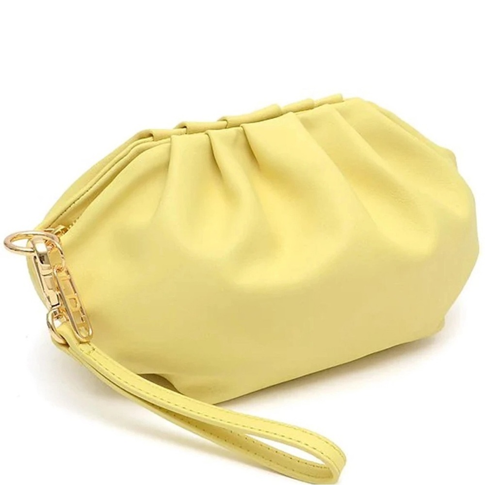 LDT Bailey Leather Butter Yellow Wristlet Clutch Handbag Small NWT